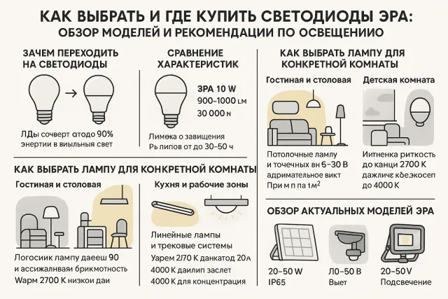 Как выбрать и где купить современные светодиодные светильники ЭРА: обзор моделей и советы по освещению